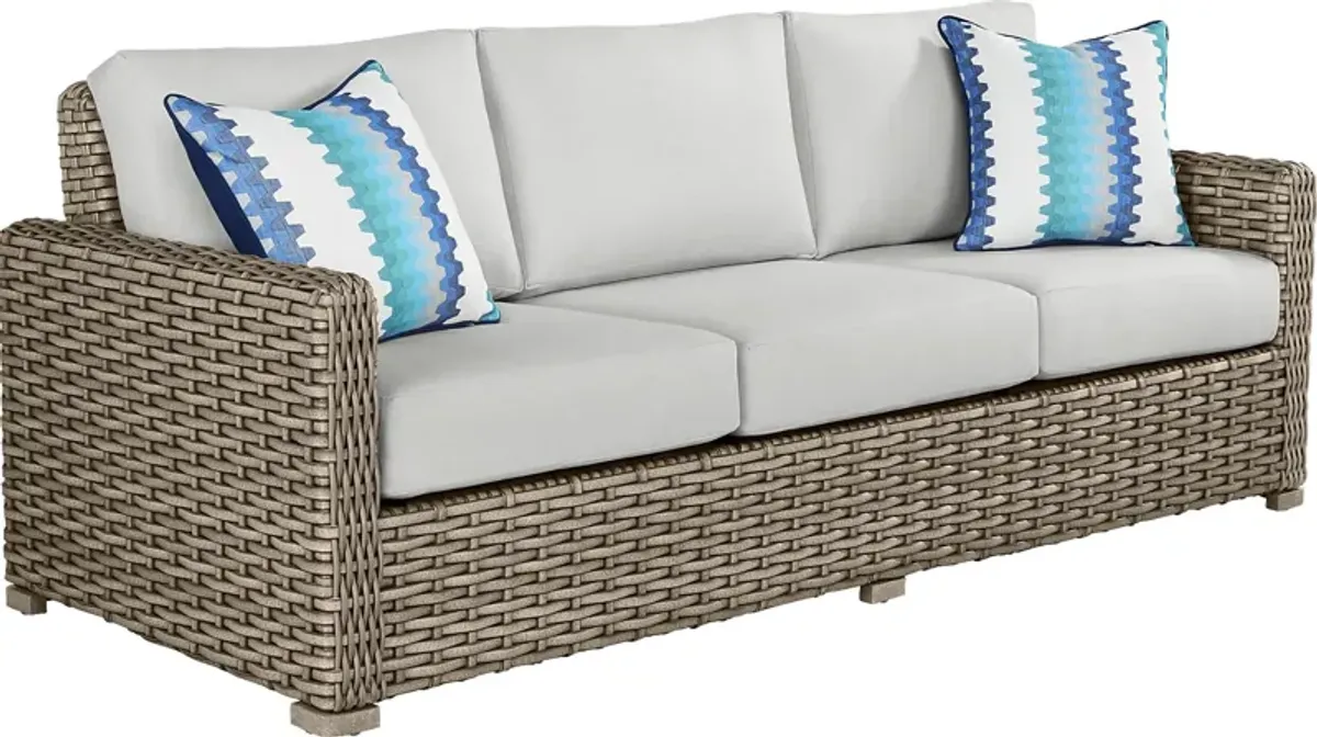 Siesta Key Driftwood Outdoor Sofa with Dove Cushions
