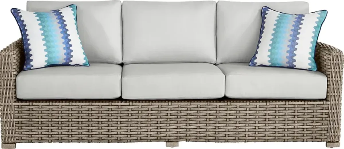 Siesta Key Driftwood Outdoor Sofa with Dove Cushions