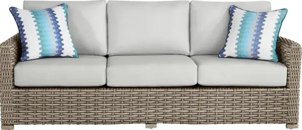 Siesta Key Driftwood Outdoor Sofa with Dove Cushions