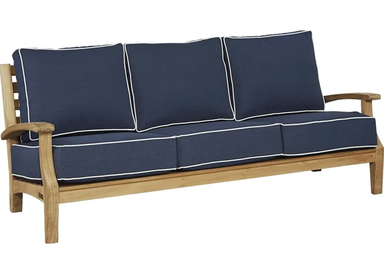 Pleasant Bay Teak Outdoor Sofa with Indigo Cushions