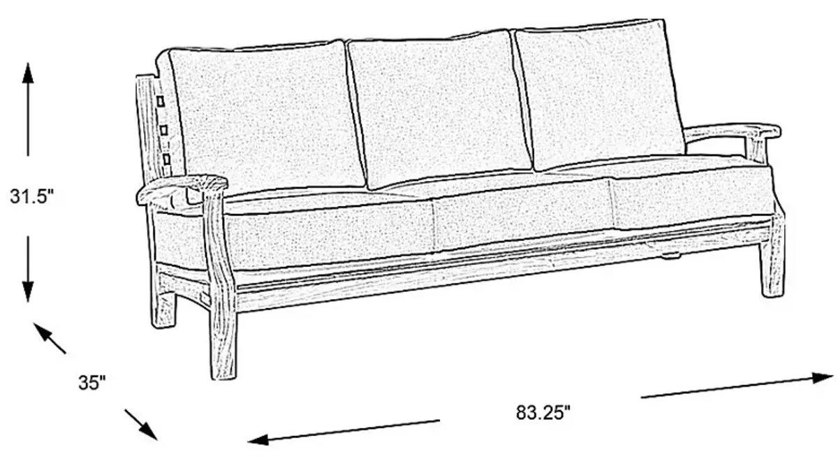 Pleasant Bay Teak Outdoor Sofa with Indigo Cushions