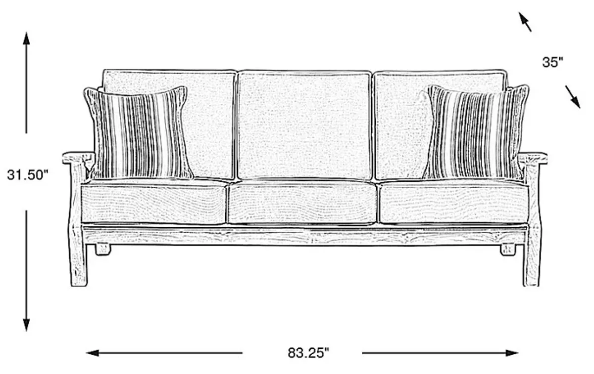 Pleasant Bay Teak Outdoor Sofa with Dove Cushions