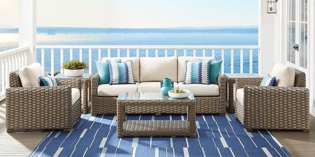 Siesta Key Driftwood 4 Pc Outdoor Seating Set with Linen Cushions