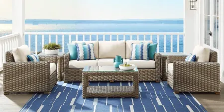 Siesta Key Driftwood 4 Pc Outdoor Seating Set with Linen Cushions