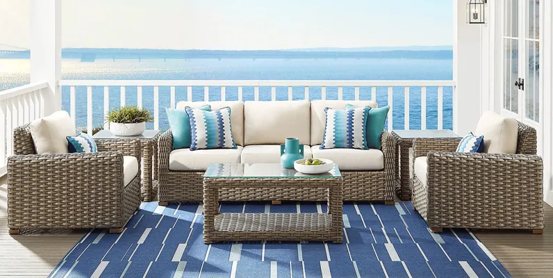 Siesta Key Driftwood 4 Pc Outdoor Seating Set with Linen Cushions