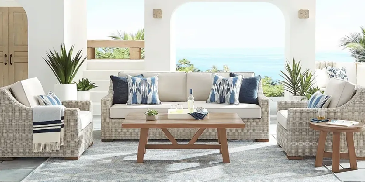 Patmos Gray 4 Pc Outdoor Sofa Seating Set with Linen Cushion