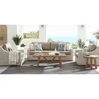 Patmos Gray 4 Pc Outdoor Sofa Seating Set with Mushroom Cushions