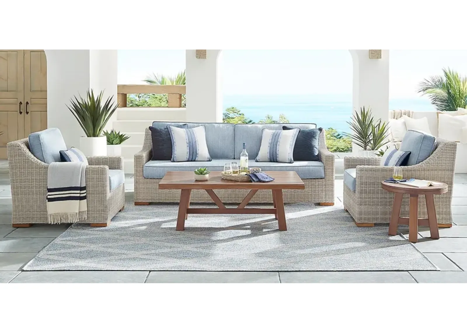 Patmos Gray 4 Pc Outdoor Seating Set with Steel Cushions