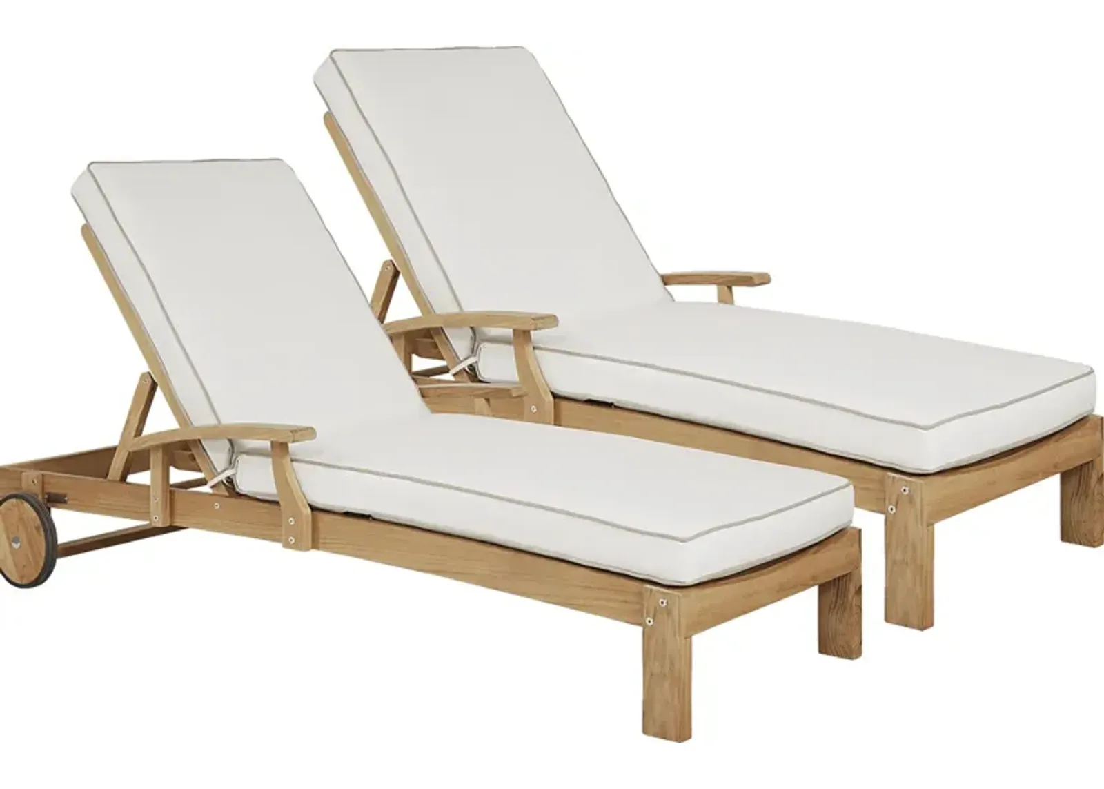 Pleasant Bay Teak Outdoor Chaise with Vapor Cushions, Set of 2