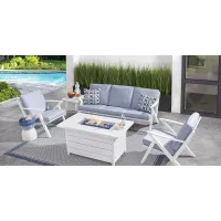 Acadia White 4 Pc Outdoor Fire Pit Seating Set with Hydra Cushions