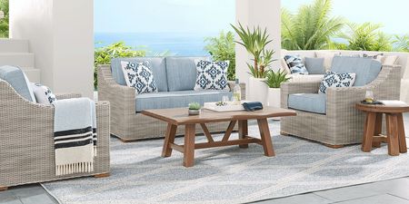 Patmos Gray 4 Pc Outdoor Loveseat Seating Set with Steel Cushions