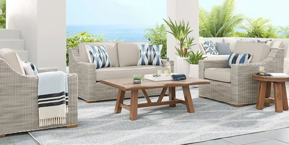 Patmos Gray 4 Pc Outdoor Loveseat Seating Set with Linen Cushions