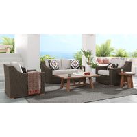 Patmos Brown 4 Pc Outdoor Loveseat Seating Set with Twine Cushions