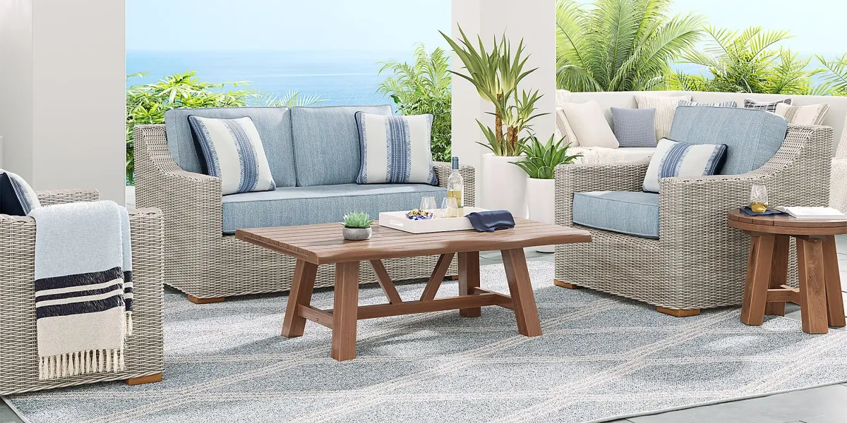 Patmos Gray 4 Pc Outdoor Loveseat Seating Set with Steel Cushions