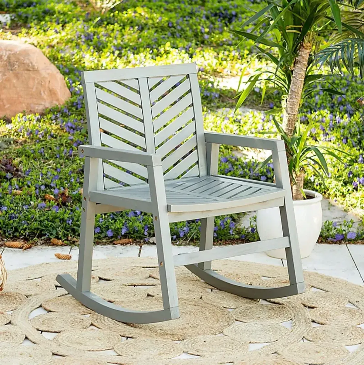 Fencerow Gray Outdoor Rocking Chair