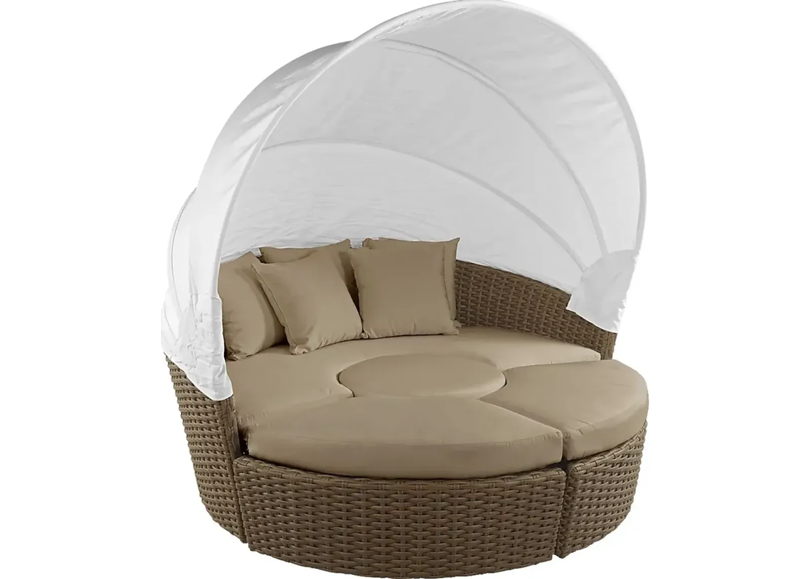 Palisades Brown Outdoor Daybed with Heather Beige Cushions