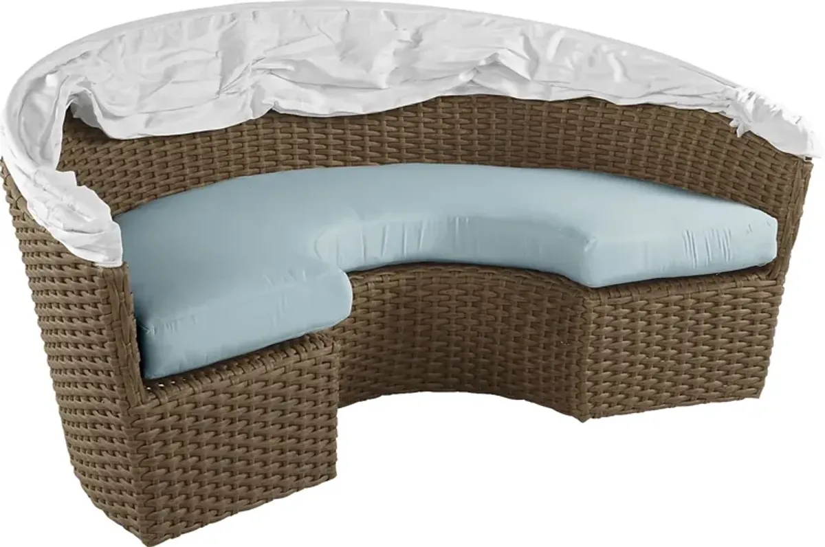 Palisades Brown Outdoor Daybed with Blue Cushions