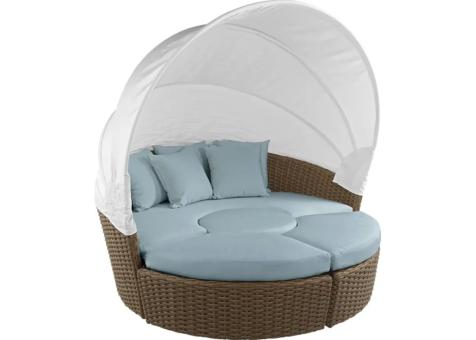 Palisades Brown Outdoor Daybed with Blue Cushions