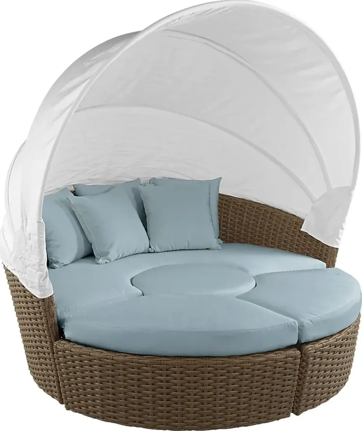 Palisades Brown Outdoor Daybed with Blue Cushions