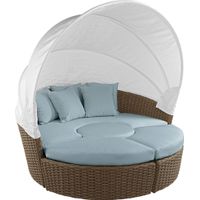 Palisades Brown Outdoor Daybed with Blue Cushions
