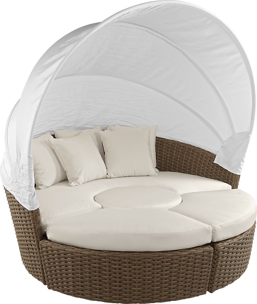 Palisades Brown Outdoor Daybed with Natural Cushions