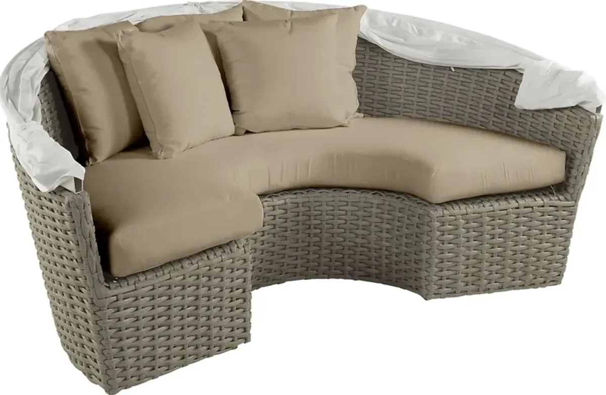 Palisades Gray Outdoor Daybed with Heather Beige Cushions