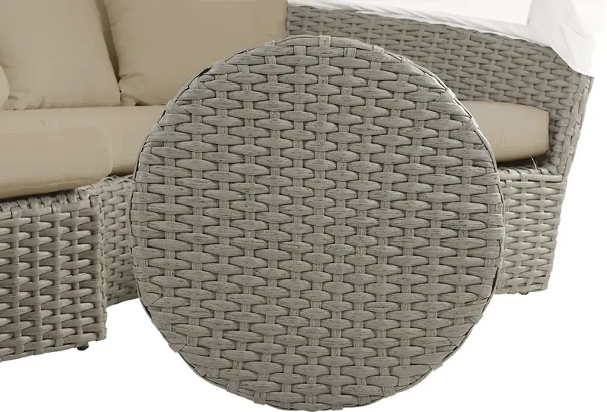 Palisades Gray Outdoor Daybed with Heather Beige Cushions