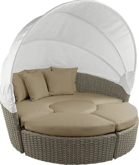 Palisades Gray Outdoor Daybed with Heather Beige Cushions