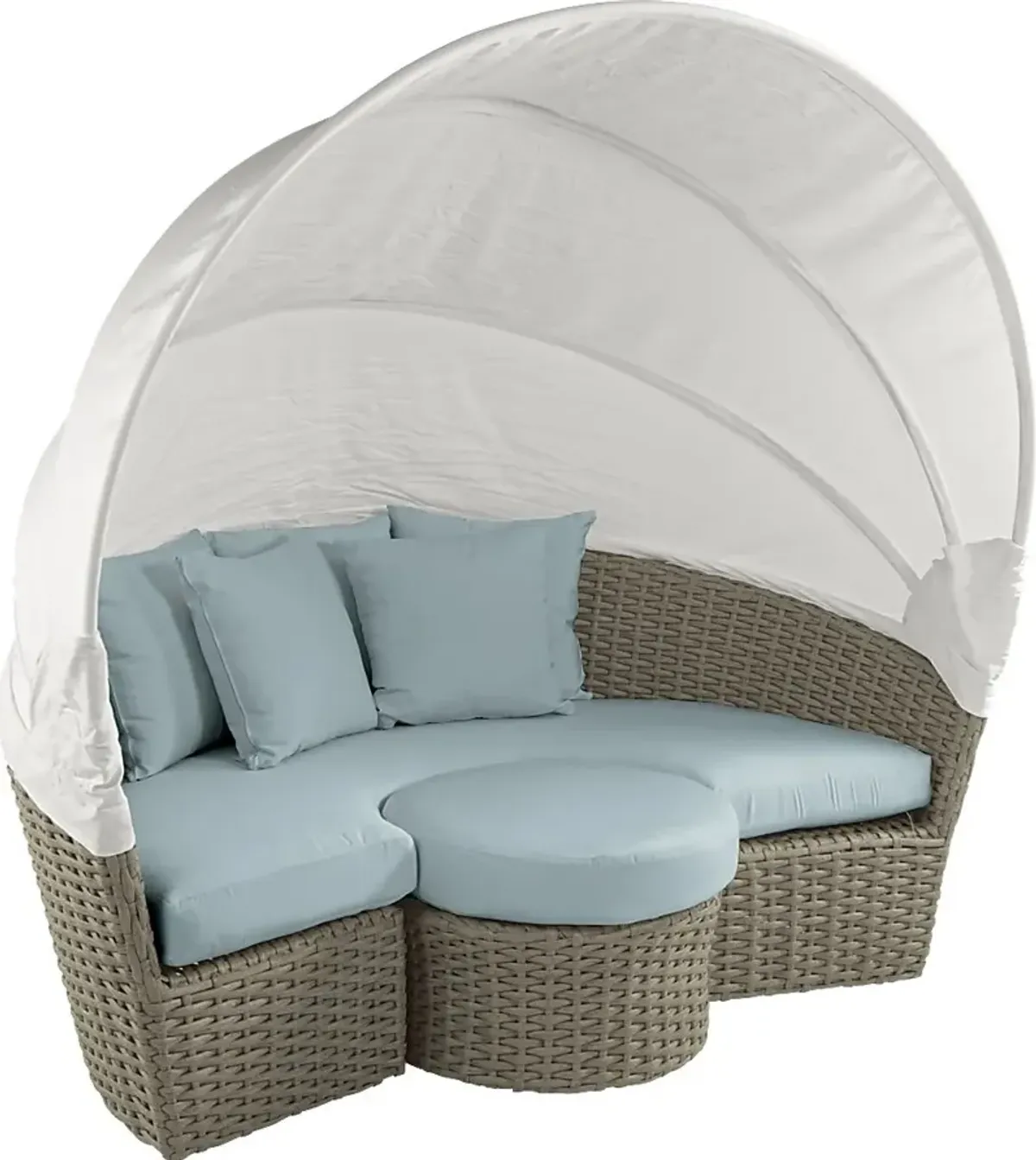 Palisades Gray Outdoor Daybed with Blue Cushions