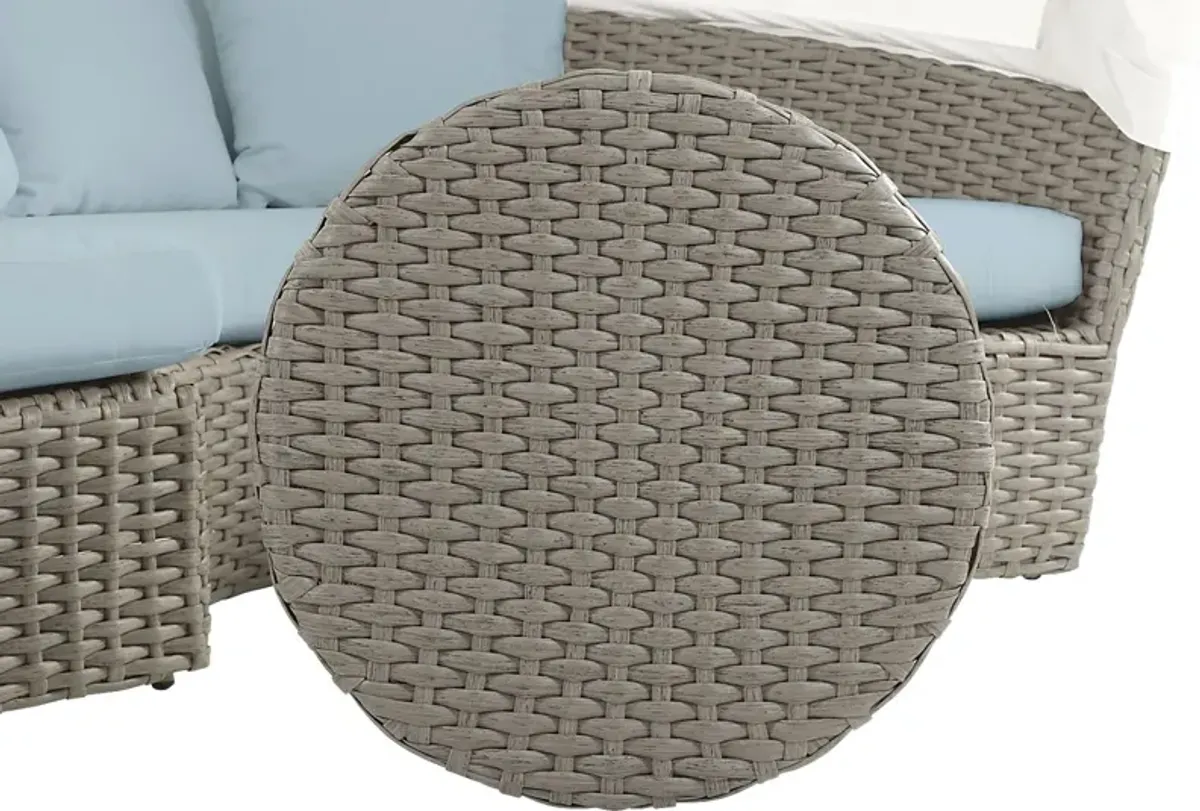 Palisades Gray Outdoor Daybed with Blue Cushions