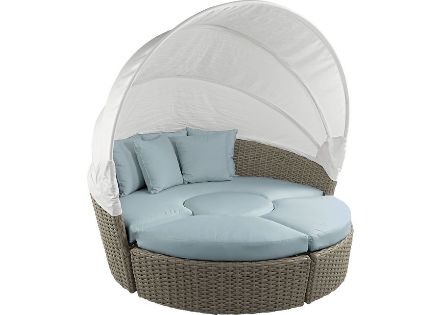 Palisades Gray Outdoor Daybed with Blue Cushions