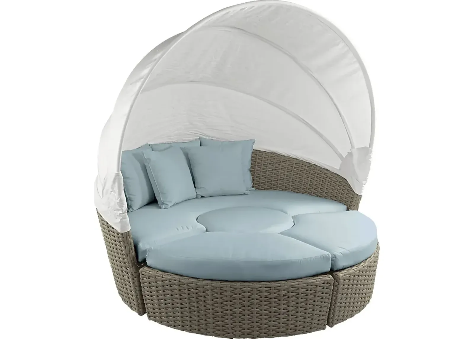 Palisades Gray Outdoor Daybed with Blue Cushions