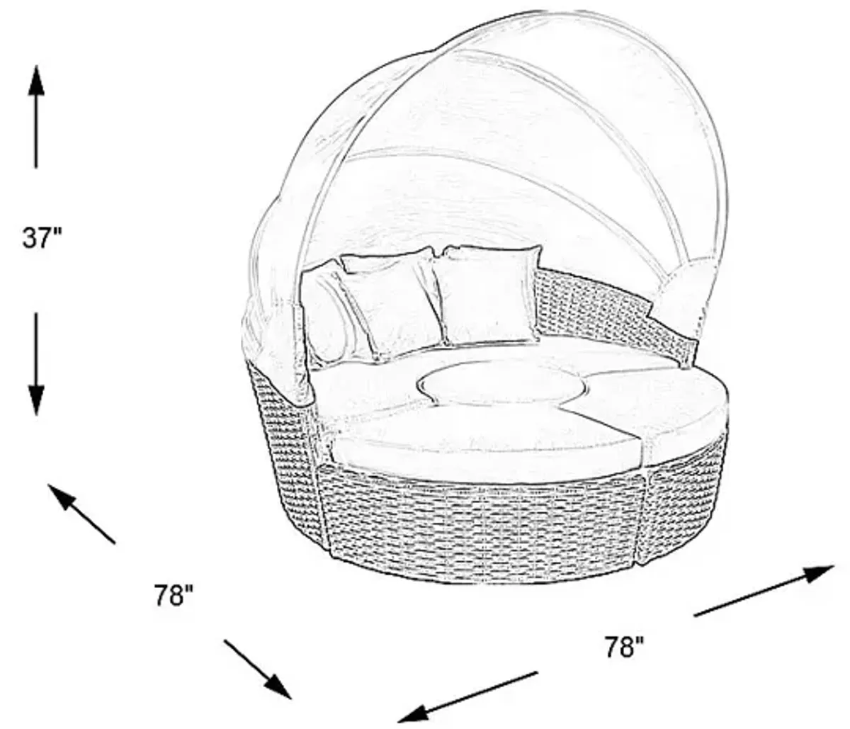 Palisades Brown Outdoor Daybed with Persimmon Cushions