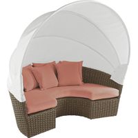Palisades Brown Outdoor Daybed with Persimmon Cushions