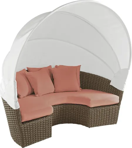 Palisades Brown Outdoor Daybed with Persimmon Cushions