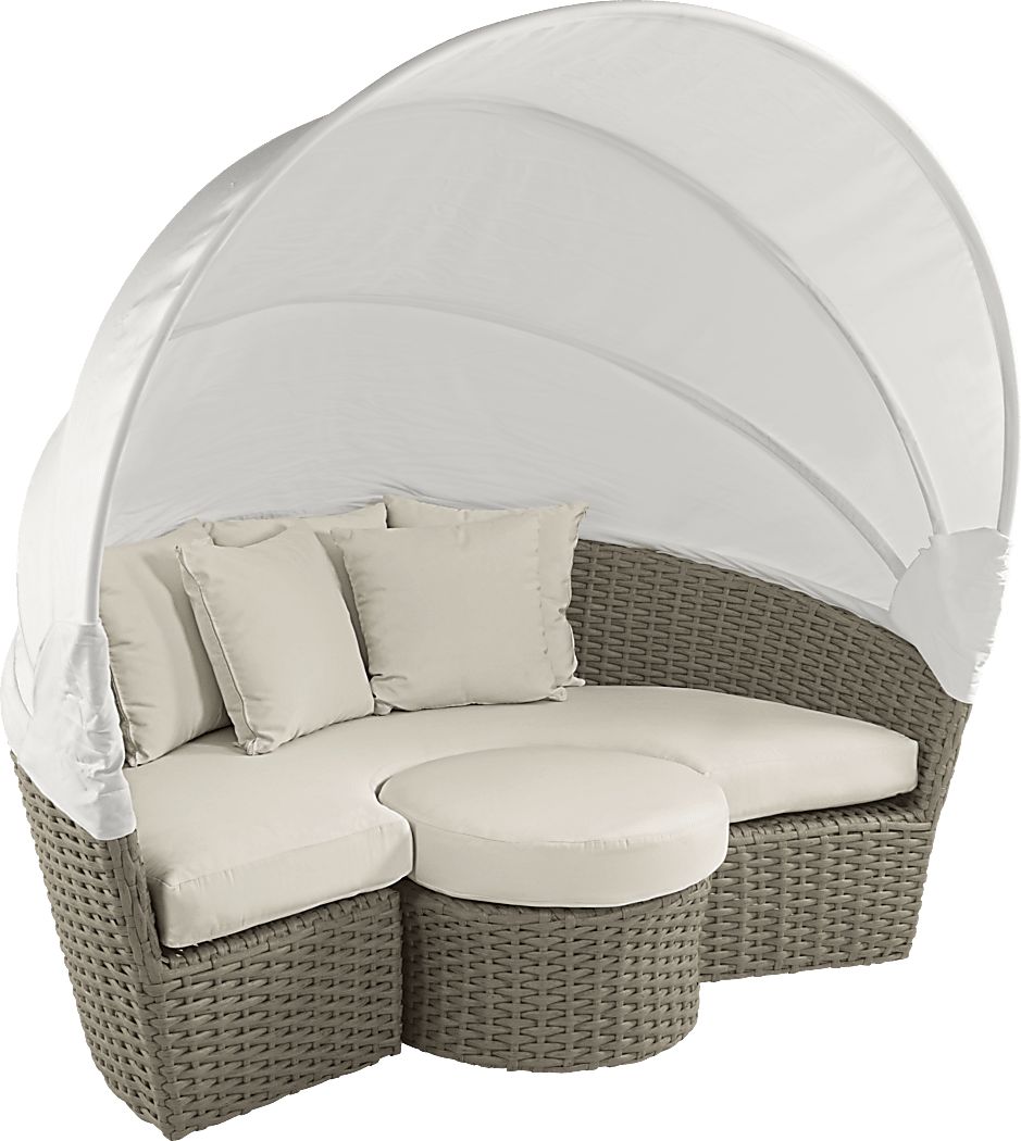 Palisades Gray Outdoor Daybed With Coconut Cushions