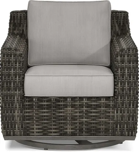 Montecello Gray Outdoor Swivel Rocker Chair with Silver Cushions