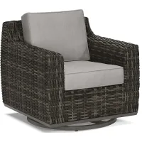 Montecello Gray Outdoor Swivel Rocker Chair with Silver Cushions