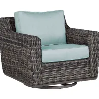 Montecello Gray Outdoor Swivel Rocker Chair with Mist Cushions