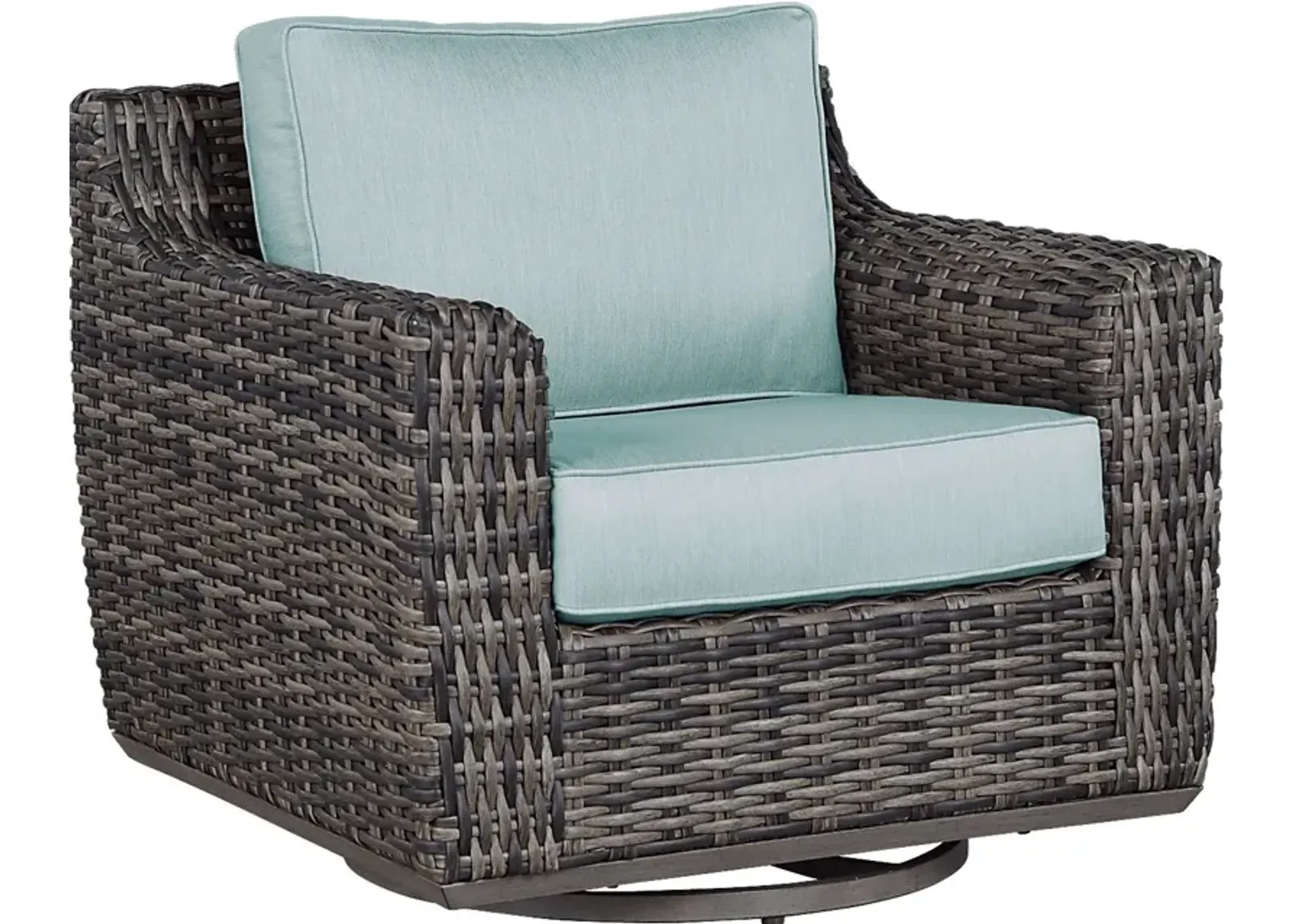 Montecello Gray Outdoor Swivel Rocker Chair with Mist Cushions