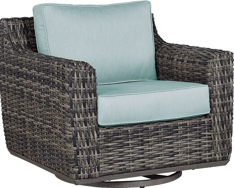 Montecello Gray Outdoor Swivel Rocker Chair with Mist Cushions