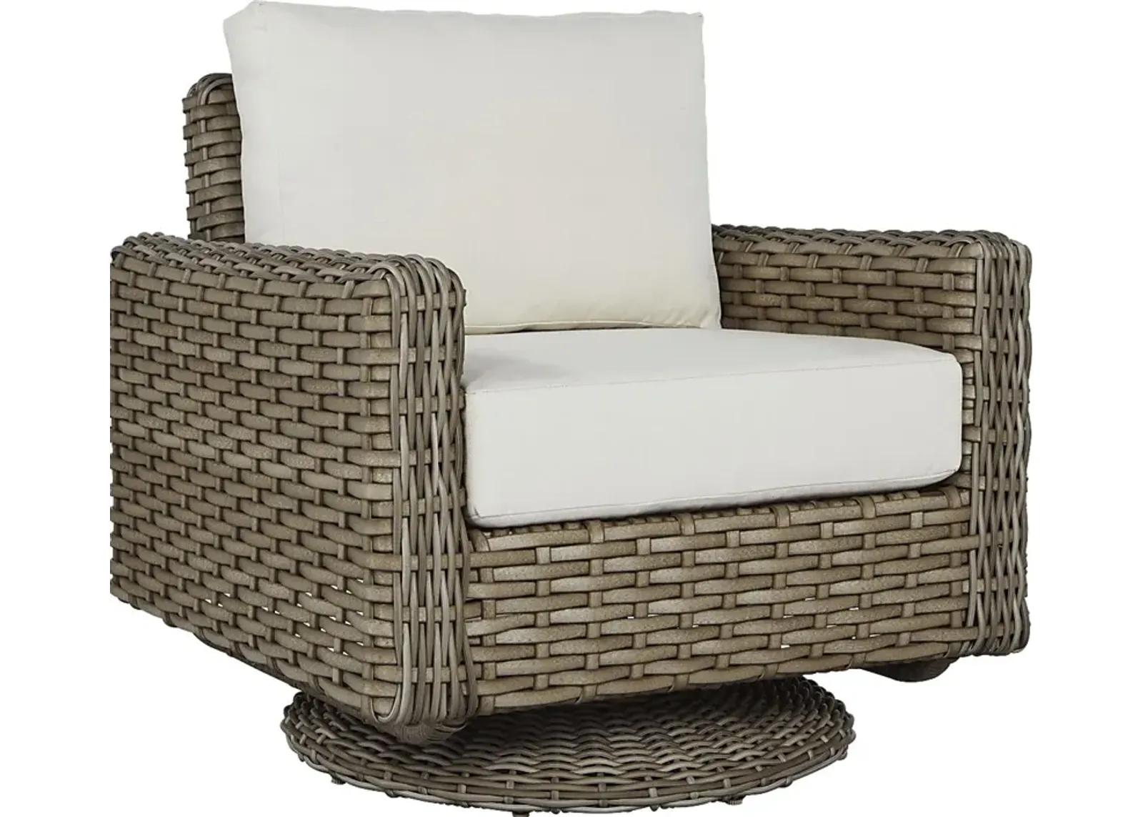 Siesta Key Driftwood Outdoor Swivel Chair with Linen Cushions