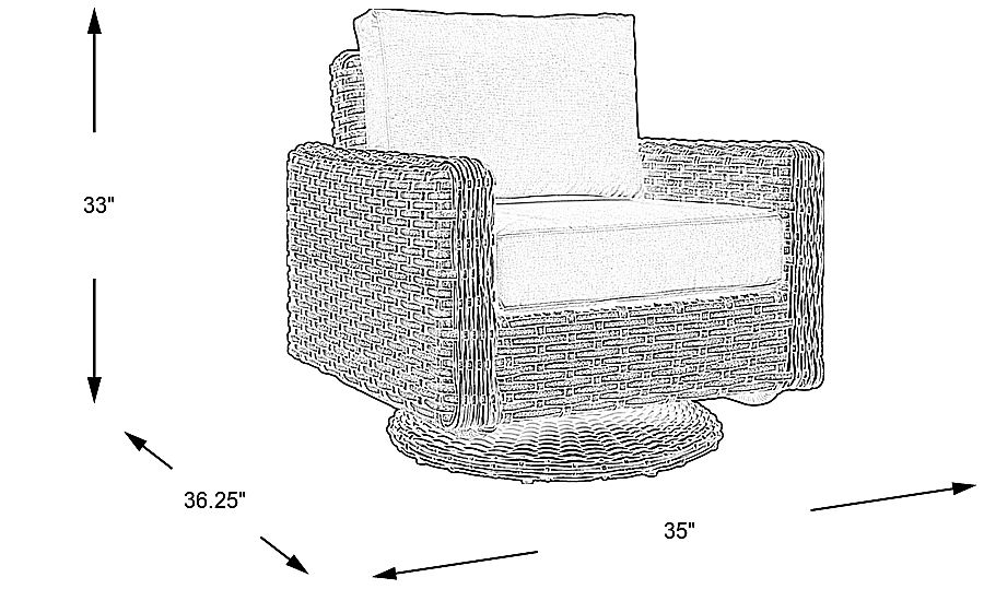 Siesta Key Driftwood Outdoor Swivel Chair with Steel Cushions