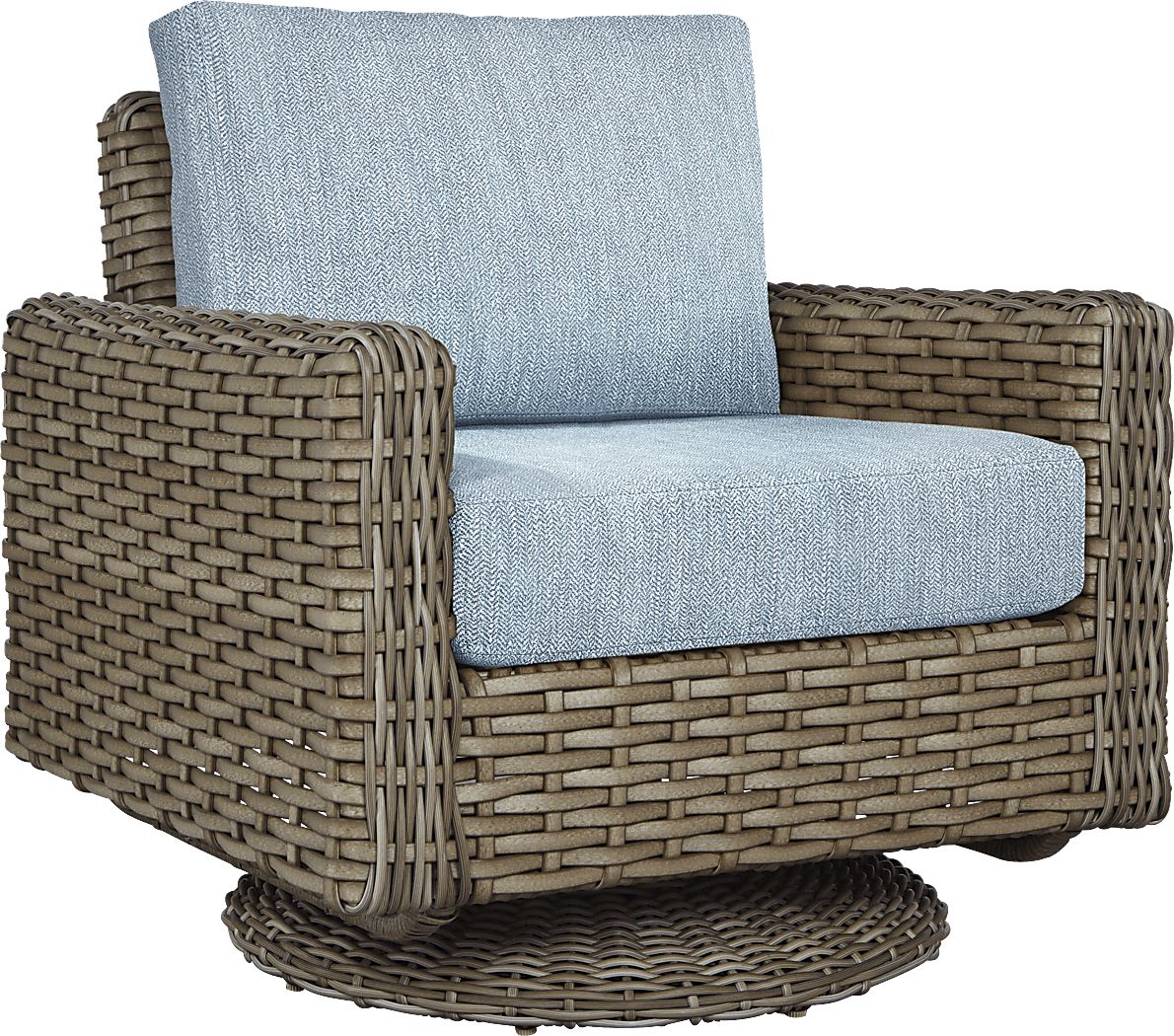 Siesta Key Driftwood Outdoor Swivel Chair with Steel Cushions