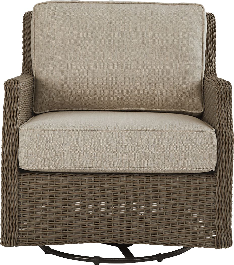 Ridgecrest Brown Outdoor Swivel Club Chair With Pebble Cushions