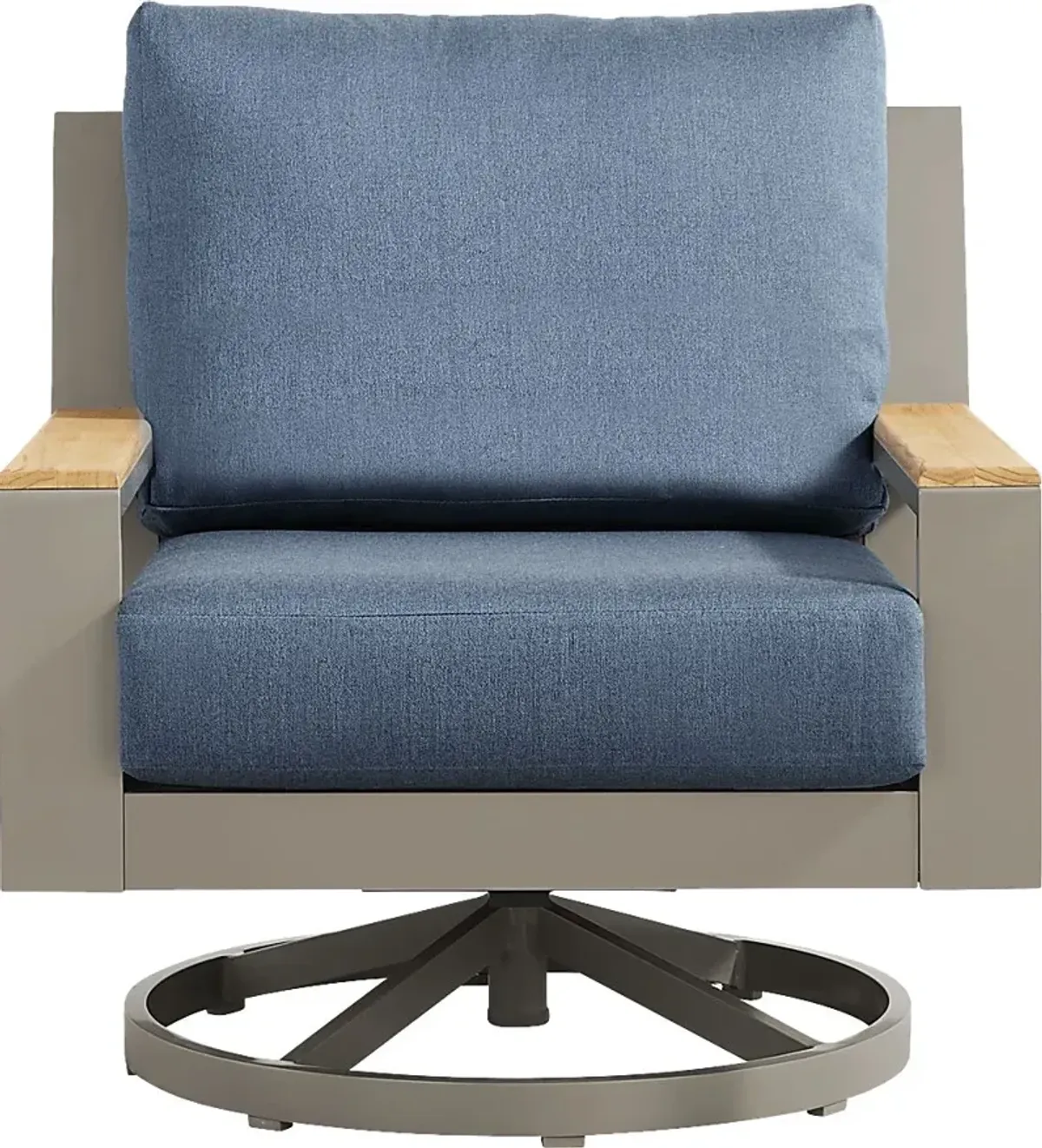 Solana Taupe Outdoor Swivel Rocker Club Chair with Blueberry Cushions