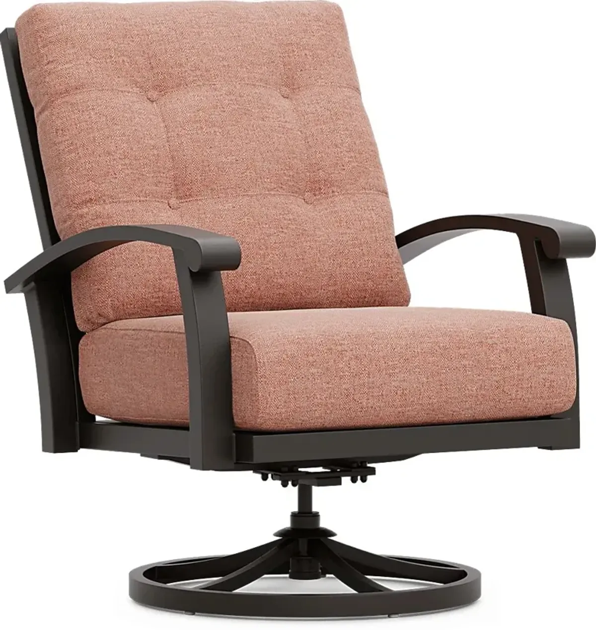 Lake Breeze Aged Bronze Outdoor Swivel Club Chair with Terracotta Cushions