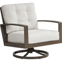 Torio Brown Outdoor Swivel Club Chair with Silk-Colored Cushions