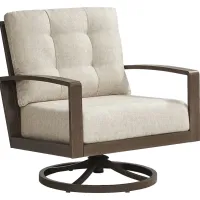 Torio Brown Outdoor Swivel Club Chair with Malt Cushions