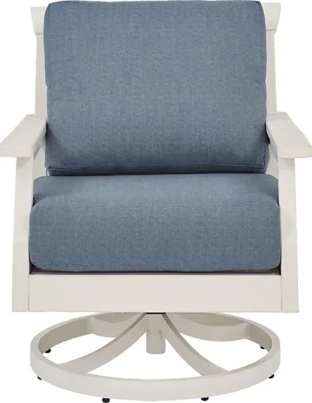 Eastlake White Outdoor Swivel Rocker Chair with Agean Cushion